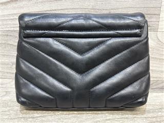 YSL Calfskin Y Quilted Monogram Toy Loulou Crossbody Bag Black